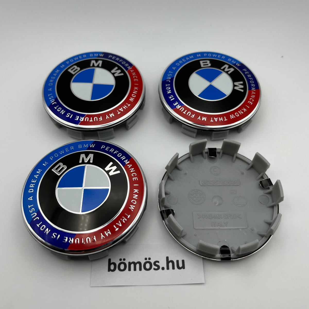 BMW Felnikupak Garnitúra (4DB) Feliratos Jubileumi 68 mm (Külső Átmérő) - bömös.hu