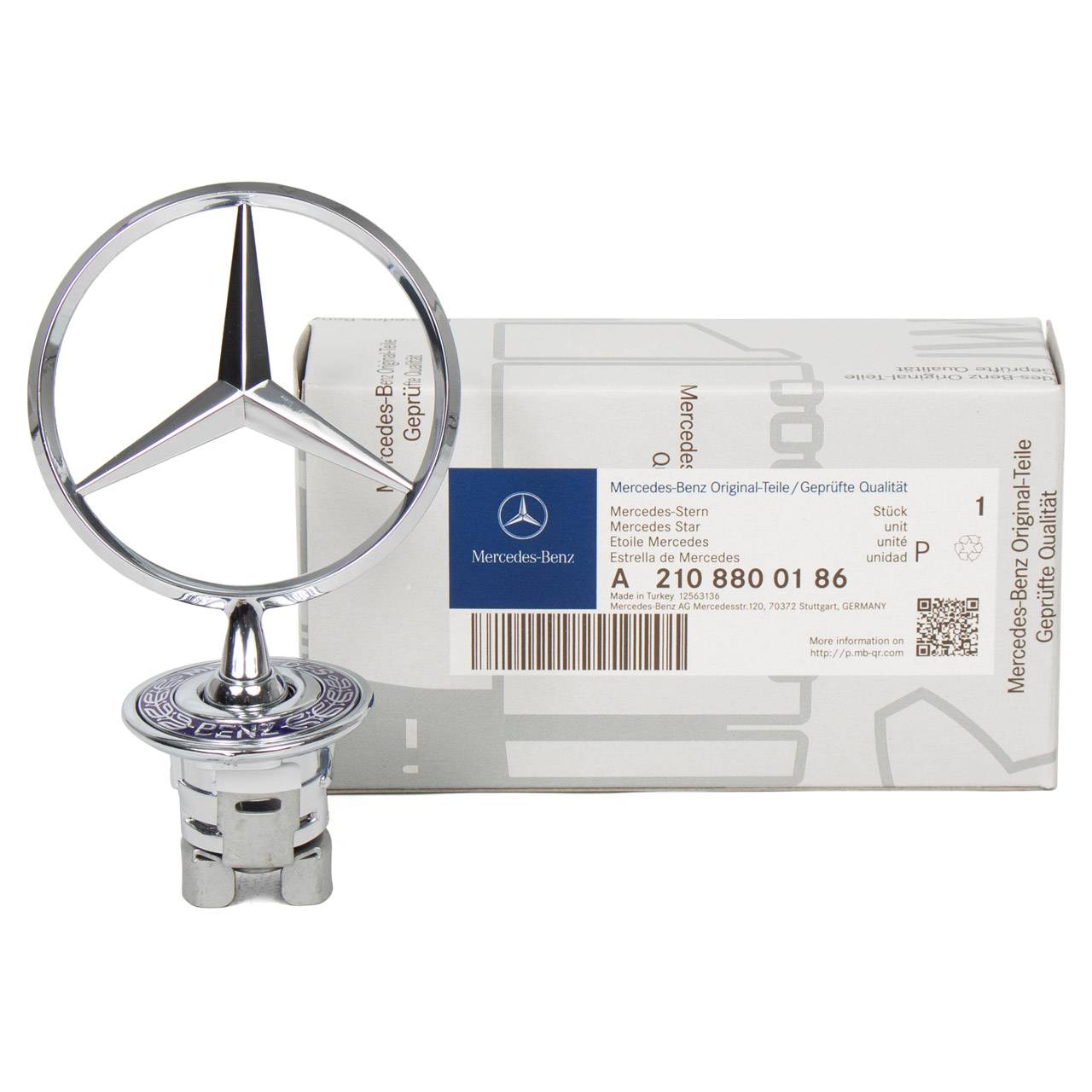 Mercedes-Benz első motorháztető embléma – 44 mm | Króm vagy Kék „búzakoszorú” (1 db)