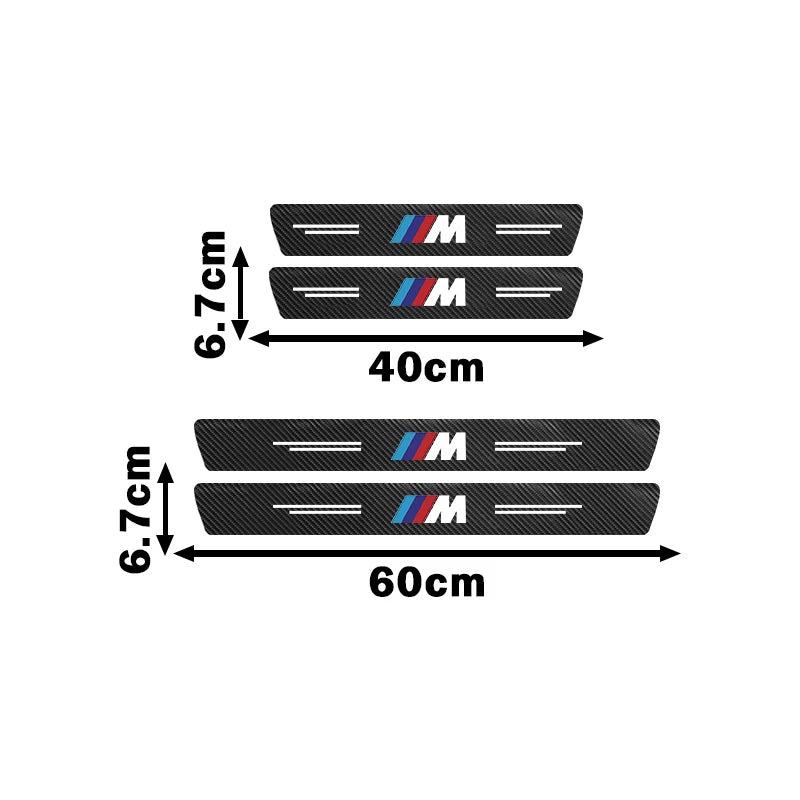BMW Ajtóküszöb védő matrica szett – Carbon Fiber hatás | M logóval (4 db)