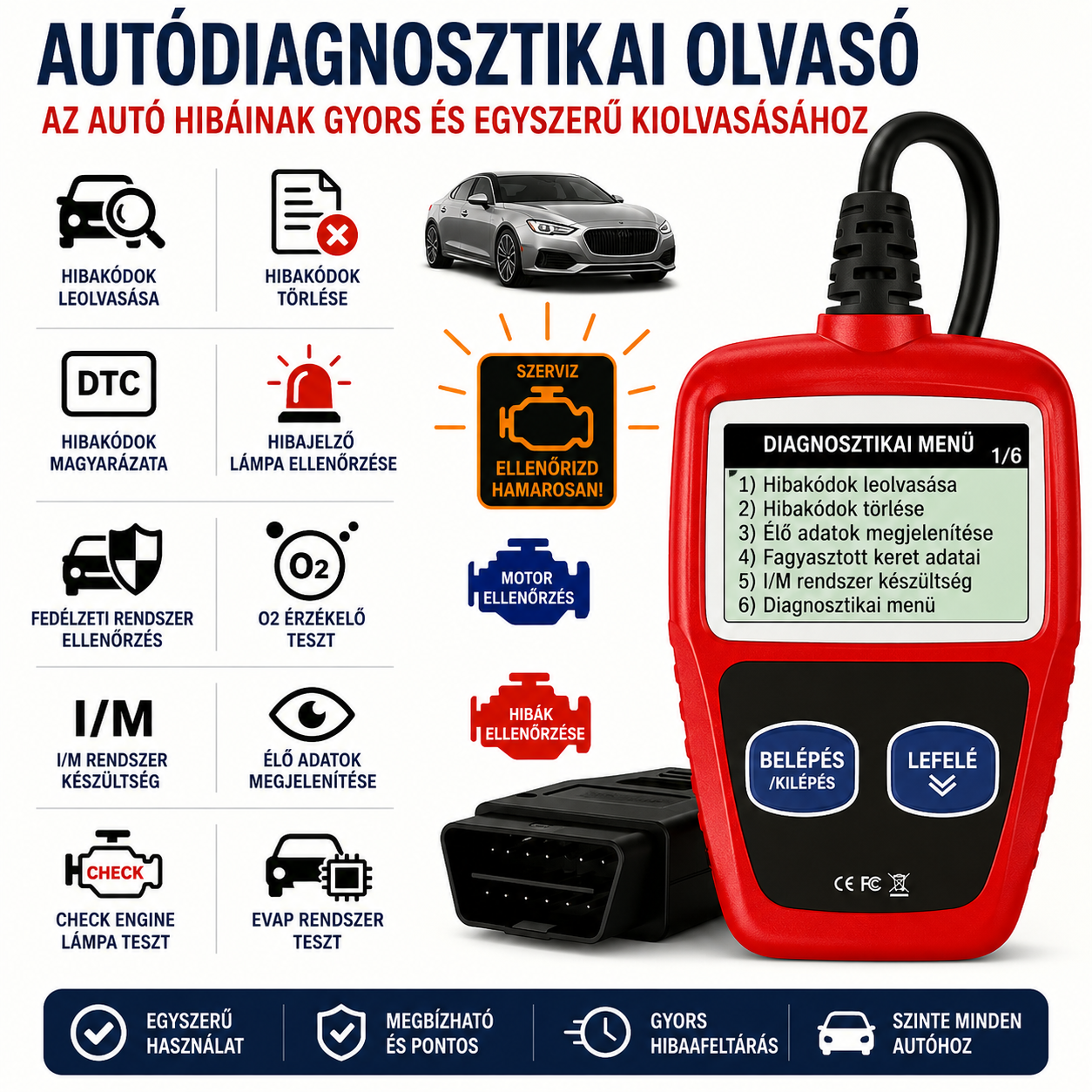 Autós Hibadiagnosztika OBD2 – Hibakód Törlő és Diagnosztikai Szkenner