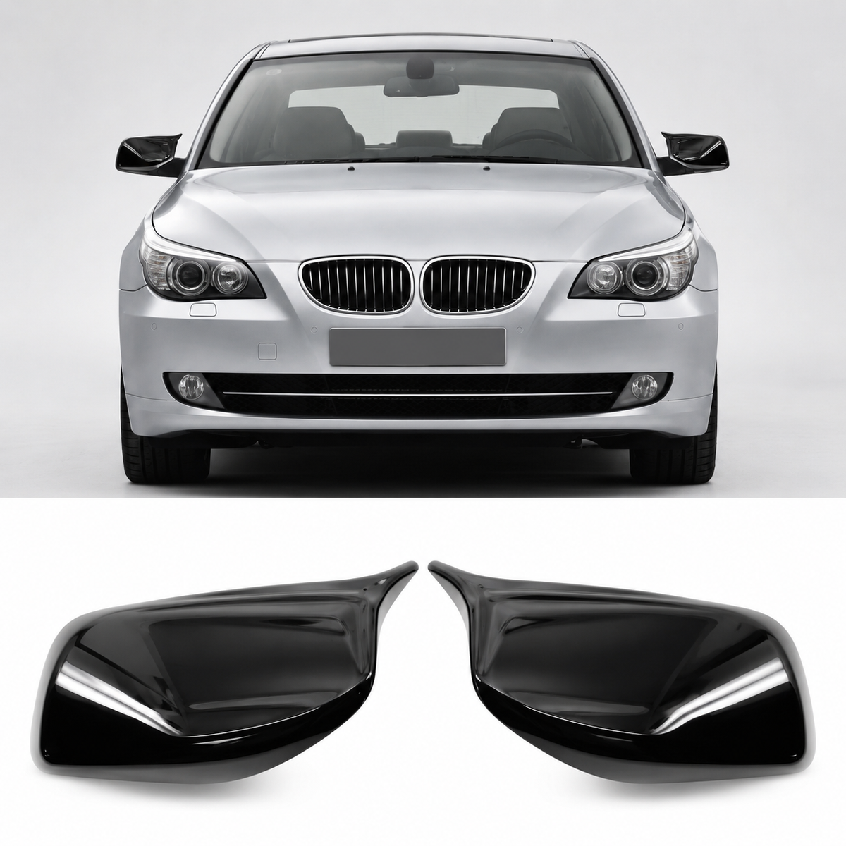 BMW E60 E61 E63 E64 M5 Tükörburkolat – M Stílusban, Fényes Fekete Kivitelben 2004-2008 - bömös.hu