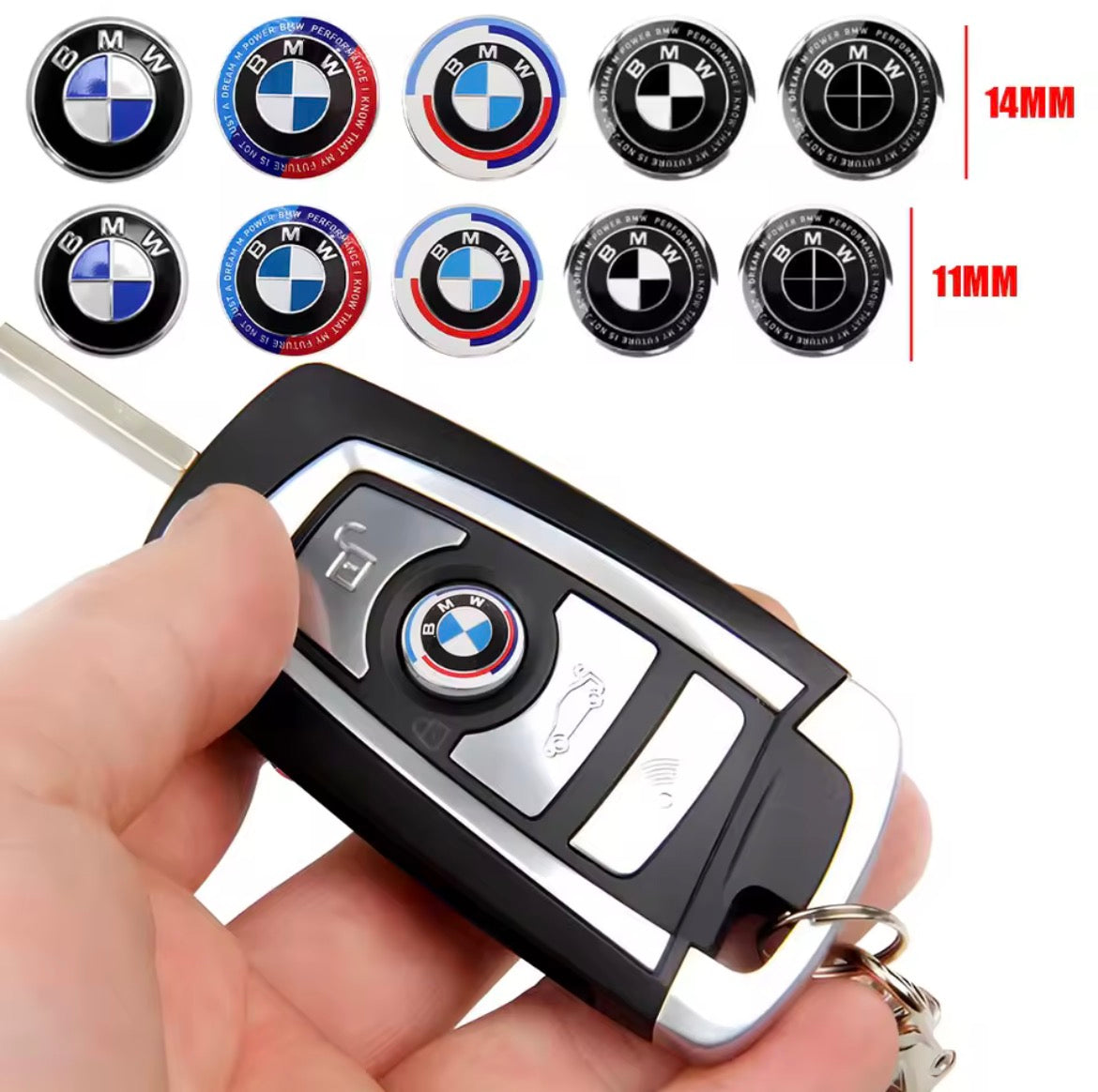 BMW Kulcsház Embléma – 11mm és 14mm, Öntapadós Kivitel