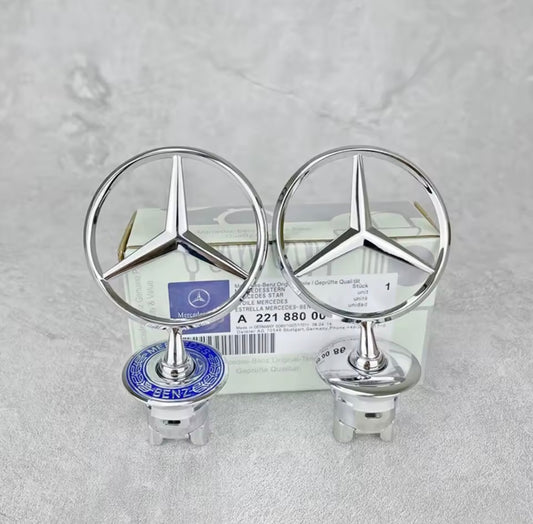 Mercedes-Benz első motorháztető embléma – 44 mm | Króm vagy Kék „búzakoszorú” (1 db)