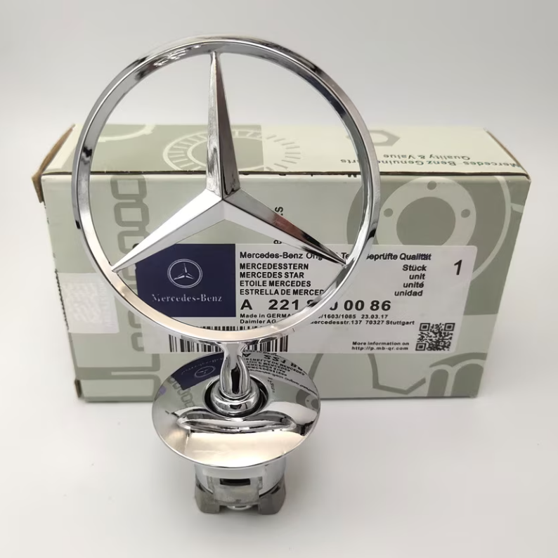 Mercedes-Benz első motorháztető embléma – 44 mm | Króm vagy Kék „búzakoszorú” (1 db)